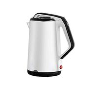 GOABXYEN Hervidor eléctrico de Acero Inoxidable de Doble Pared con Calentador de ebullición rápida de 1500 W, tecnología para café, té, Agua Caliente, Cerradura de Seguridad, 2,3 L/Blanco XXZ