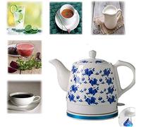 GOABXYEN Tetera eléctrica inalámbrica de cerámica para Agua Caliente, Jarra Retro de 1,2 L, Base extraíble rápida de Agua de 1000W, Secado en seco XXZ