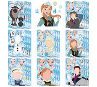 GOACRS Juego de pegatinas de Frozen para niños, 24 hojas, pequeñas, para maquillaje, para cara, impermeables, dibujos animados, princesas, mini pegatinas para álbumes de recortes, cumpleaños