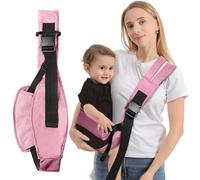 GoaePode Portabebés con correas de apoyo laterales, portabebés ajustable manos libres, portabebés portátil con correas acolchadas para los hombros, soporte ergonómico en forma de M para piernas (rosa)