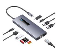GOAKICHGO Hub USB C, monitor de estación de acoplamiento para laptop, adaptador multipuerto 10 en 1 tipo C con HDMI, PD100W, puertos USB A y C 3.0, tarjeta SD/Micro SD, base Ethernet para Mac/Dell/HP