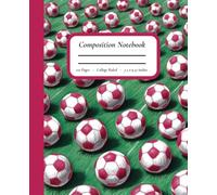 Goal Getter - Midnight Pink: Pink & White Soccer Ball Sketches on Grassy Field - Pink Binding - College Ruled Composition Notebook, 7.5" x 9.25"