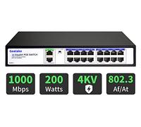 Goalake 19 Puertos Gigabit PoE Switch, 16 Puertos PoE 240W, 802.3af/at Obediente, Plug and Play, Protección 4KV, Ideal para Vigilancia IP y Punto de Acceso, Montaje sobremesa o Bastidor