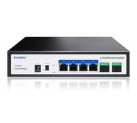 Goalake - Interruptor de Escritorio Multi-Gigabit de 6 Puertos 2,5 G no gestionado, 4 Puertos Base-T 2,5 G, 2 SFP 10 G, Control de Flujo 802.3X, conmutador de Red 2,5 Gbe Ideal para oficinas pequeñas