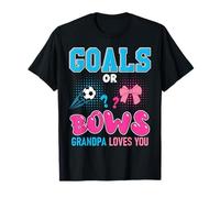 Goals or Bows Grandpa Loves You 2025 Revelación de género de fútbol Camiseta