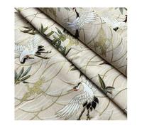 Goanilad BU 1 Pieza De Tela Estampada De Estilo Japonés De 100 × 145 Cm, Tela De Popelina con Estampado De Grullas Y Nubes De Bronce For Costura DIY, Patchwork, Kimono, Cheongsam(Beige)