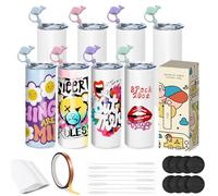 Goanueei Vasos de sublimación a granel, delgados y rectos, 20 onzas, paquete de 8 unidades, en caja de regalo individual, vaso aislado de doble pared para transferencia