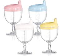 Goaste - Juego de 4 copas de vino de plástico antiderrame con tapa para niños mayores de 3 años (200 ml)