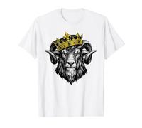 Goat Crown King Greatest of Funny Goat Crowned Camiseta gráfica económica, Hombre, Blanco, M