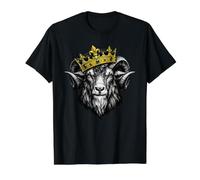 Goat Crown King Greatest of Funny Goat Crowned Camiseta gráfica económica, Hombre, Negro, M