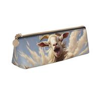 Goat Frolic - Funda de piel con triángulo multifuncional, bolsa de almacenamiento portátil para maquillaje y papelería, color blanco, talla única, ligera, Blanco, One Size, Ligero