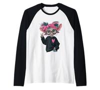 Goat Girl Big Sparkling Eyes Peace Sign Pop Graphic Juguetón Camiseta Manga Raglan