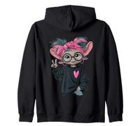 Goat Girl Big Sparkling Eyes Peace Sign Pop Graphic Juguetón Sudadera con Capucha