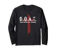 Goat God Over All Things Christian Red Cross Design G.O.A.T. Manga Larga