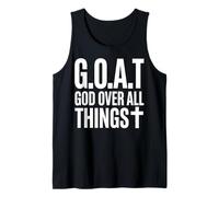 Goat God Over All Things Texto Cruz Camiseta sin Mangas