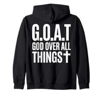 Goat God Over All Things Texto Cruz Sudadera con Capucha
