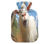 Goat Looks Into The Camera - Botella de agua caliente con funda de forro polar suave, bolsa de agua caliente para aliviar el dolor de cuello y hombros, terapias frías y calientes, talla S