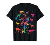 Goat Tree Colorful Goat mom Goat Dad Goat Girl Camiseta