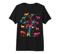 Goat Tree Colorful Goat mom Goat Dad Goat Girl Camiseta Premium