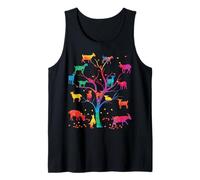 Goat Tree Colorful Goat mom Goat Dad Goat Girl Camiseta sin Mangas