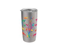 goat tree colorful goat mom goat dad goat girl Vaso térmico de acero inoxidable de doble pared