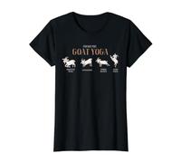 Goat Yoga - Tabla de Estiramiento de Cabra con Cuatro posturas básicas Camiseta gráfica económica, Mujer, Negro, XL
