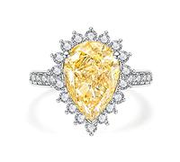 Gobaalele Anillo de compromiso de cóctel de circonita cúbica de 6 quilates y 11 quilates, grado D, color verde, amarillo, rosa, zafiro, circonita cúbica, diamante de imitación chapado en oro blanco