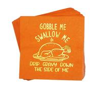 Gobble Me Swallow Me Drip Gravy Down The Side Of Me, servilletas de Acción de Gracias, servilletas de regalo de amigos, decoraciones de fiesta de Acción de Gracias, servilletas de decoración de fiesta de amigos (5 x 5 pulgadas, paquete de 50 unidades)