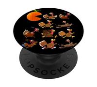 Gobble Til You Wobble Thanksgiving Pumpkin Game Eats Turkeys PopSockets PopGrip Adhesivo