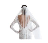 GOBEAM Velo de Cabeza Velo de Novia Largo de Tul para Boda Velo de Novia con Perlas Velo de Hombro Suave Velo de Novia de 1 Nivel para Boda Fiesta de Matrimonio