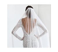 GOBEAM Velo de Cabeza Velo de Novia Largo de Tul para Boda Velo de Novia con Perlas Velo de Hombro Suave Velo de Novia de 1 Nivel para Boda Fiesta de Matrimonio