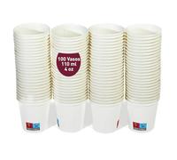 gobecups 100 Vasos desechables 110ml / 4oz de Papel Blanco, vasos cafe desechables, Vasos cartón, vasos cafe