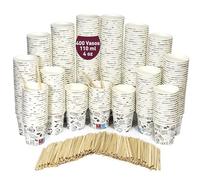gobecups 400 Vasos Café Desechables Papel Cartón 110 ml 4 oz con Paletinas. Vasos cafe desechables con paletinas madera para boda casa, comunión grande, fiesta familiar y reuniones