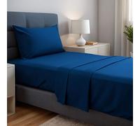gobedreams Juego de Sábanas 3 Piezas 90x190/200. Sábanas de Cama de Poliéster Microfibra cepillada. Sábana Plana, Sabana Bajera Ajustable y 1 Fundas de Almohada. Color Azul Marino