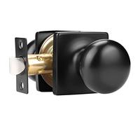 GOBEKOR 1 juego de pomos para puerta de pasaje para interior negro mate, cuadrados, sin llave, perillas para puerta de armario, pasillo, pomo redondo con cerradura