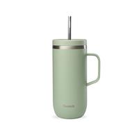 QWETCH - Vaso Térmico con Pajita y Asa 600 ml Verde Lima - 24h Frío & 12h Fresco - Acero Inox Reciclado, Sin BPA - Taza Isotérmica Reutilizable para Café Helado, Té Frío y Agua Aromatizada
