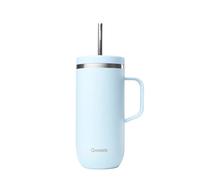 QWETCH - Vaso Térmico con Pajita y Asa 600 ml Azul Pastel - 24h Frío & 12h Fresco - Acero Inox Reciclado, Sin BPA - Taza Isotérmica Reutilizable para Café Helado, Té Frío y Agua Aromatizada