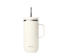 QWETCH - Vaso Térmico con Pajita y Asa 600 ml Arena - 24h Frío & 12h Fresco - Acero Inox Reciclado, Sin BPA - Taza Isotérmica Reutilizable para Café Helado, Té Frío y Agua Aromatizada