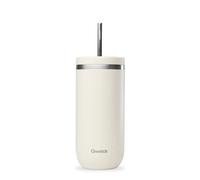 QWETCH - Vaso Térmico Cold Cup 600ml con Pajita Inox Arena - 24h Bebidas Heladas - Acero Inox Reciclado - Antisalpicaduras - Ideal para Café Frío, Bubble Tea y Agua Saborizada