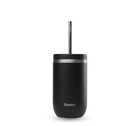 QWETCH - Vaso Térmico Cold Cup 600ml con Pajita Inox Negro - 24h Bebidas Heladas - Acero Inox Reciclado - Antisalpicaduras - Ideal para Café Frío, Bubble Tea y Agua Saborizada