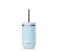 QWETCH - Vaso Térmico Cold Cup 600ml con Pajita Inox Azul Pastel - 24h Bebidas Heladas - Acero Inox Reciclado - Antisalpicaduras - Ideal para Café Frío, Bubble Tea y Agua Saborizada