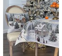 GOBEMÓN Mantel Navideño de Gobelino/Jacquard (Navidad, 165 x 300 cm) con Lurex Plateado
