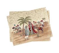 GOBEMÓN Manteles Individuales/Salvamanteles de Navidad, Gobelino/Jacquard (Virgen con el Niño, 37 x 48 cm, Pack de 2) con Lurex Dorado