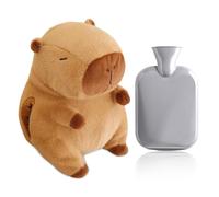 Gobesty Bolsa de agua caliente para niños, bolsa de agua caliente Capybara, peluche, bolsas de agua caliente con funda, botellas de agua caliente de animales, dibujos animados, recipiente interior