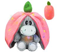 Gobesty Burro De Peluche Que Respira, Peluche Que Respira para Ansiedad para Dormir, con Movimiento De Respiración, Música y Luz Cálida, Ideal para Niños y Adultos (Rosa)