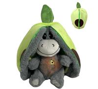 Gobesty Burro de peluche respirable, 32 cm, latido del corazón, burro de peluche con respiración, música y luces, peluche de aguacate de fresa suave, respiración burro para aliviar la ansiedad (verde)