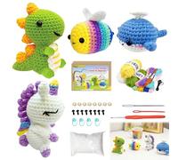 Gobesty Crochet Kit Principiantes, Kit Crochet Diy con Accesorios, Muñecos De Ganchillo para Adultos y Niños, Tejido a Mano (Abejas/Dinosaurios/Ballenas/Unicornios)