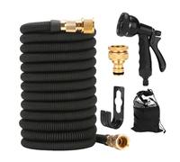 Gobesty Manguera Extensible 30M, Manguera de Jardin Extensible con Pistola Rociadora de 8 Funciones Manguera Flexible Manguera Mágica Extensible para Rociar el Césped, Limpiar Autos (Negro)