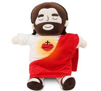 Gobesty Peluche Jesús que respira, 40 cm con respiración, música y luces, Jesús para aliviar la ansiedad, figura de Cristo Jesús para niños y adultos