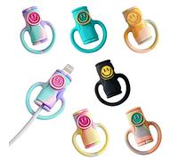 Gobesty Protección de cable de carga, 6 unidades, 2 en 1, linda bobinadora de cable de datos de silicona, cargador de cable protector de cable ahorrador USB para teléfono móvil y líneas de datos
